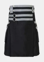 Classic Black Fashion Utility Kilt