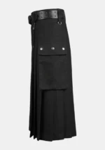 Classic Black Fashion Utility Kilt Left