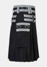 Classic Black Fashion Utility Kilt Right