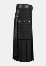 Classic Black Fashion Utility Kilt Right