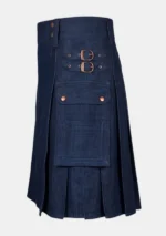 Classic Blue Denim Kilt Left