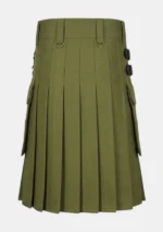 Classic Olive Green Utility Kilt Back