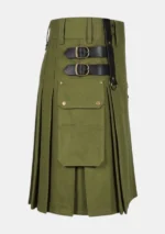 Classic Olive Green Utility Kilt Right