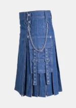 Dark Blue Denim Kilt Left