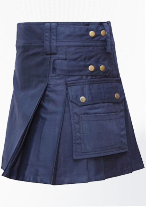 Falda Escocesa Utilitaria Mujer Azul Oscuro Design 2