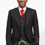 Dark Brown Argyle Jacket with Vest Front View