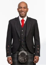 Dark Brown Argyle Jacket with Vest Front View