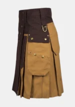 Dark Brown & Khaki Utility Kilt Left