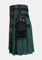 Dark Green Traditional Hybrid Kilt Left
