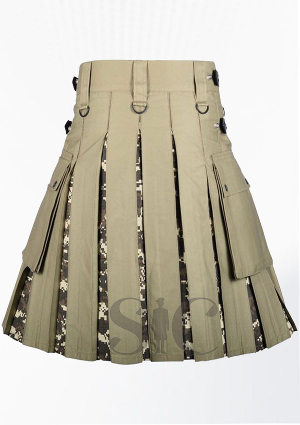 Diseño de falda escocesa híbrida de algodón caqui de camuflaje digital de  calidad superior 19 