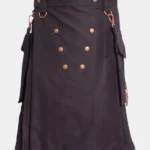 Durable Black Casual Utility Kilt