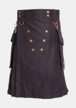 Durable Black Casual Utility Kilt