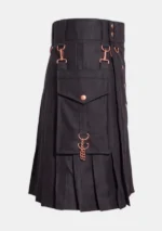 Durable Black Casual Utility Kilt Right