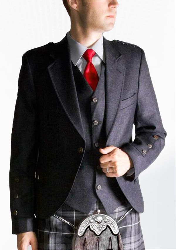 Grey Argyle Kilt Jacket Full Design 6