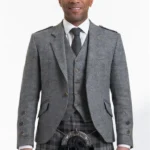 Grey Tweed Argyle Jacket with Vest Front View