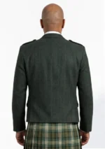 Hunter Green Tweed Argyle Jacket with Vest Back View