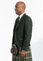 Hunter Green Tweed Argyle Jacket with Vest Left Side View