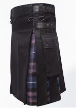 Hybrid Decent Black And Pride Of Scotland Tartan Kastenfalte Utility Kilt Aufgesetzte Taschen Design 57