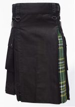 Hybrid Decent Dark  And Pride Of Scotland Tartan Box Pleat Utility Kilt Attached Pockets  Design 59