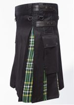 Hybrid Decent Dark  And Pride Of Scotland Tartan Box Pleat Utility Kilt Attached Pockets  Design 59
