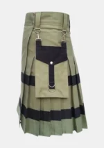 Khaki Fashion Utility Kilt Left Side
