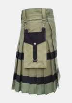 Khaki Fashion Utility Kilt Side
