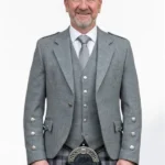 Light Grey Argyle Jacket with Vest Front View