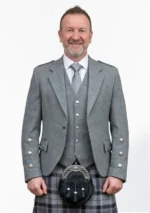 Light Grey Argyle Jacket with Vest Front View