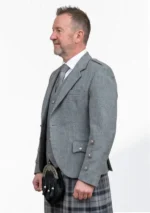 Light Grey Argyle Jacket with Vest Left Side View