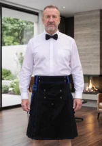 Men's Black & Blue Deluxe Modern Kilt