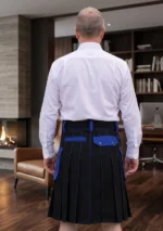 Men's Black & Blue Deluxe Modern Kilt Back