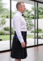 Men's Black & Blue Deluxe Modern Kilt Side