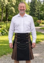 Men's Black & Brown Fashion Hybrid Utility Kilt