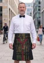 Men's Black Canvas Camouflage Kilt