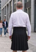 Men's Black Canvas Camouflage Kilt Back