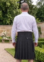 Men's Black Cargo Utility Kilt Back