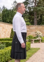 Men's Black Cargo Utility Kilt Side