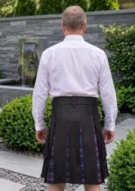 Men's Black Cotton & Pride of Scotland Tartan Hybrid Kilt Back