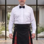 Men's Black Cotton & Royal Stewart Tartan Hybrid Kilt
