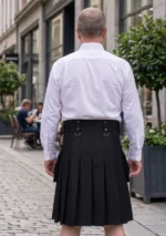 Men's Black Cross Gothic Cargo Utility Kilt Back