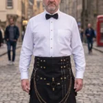Men's Black Fashion Hybrid Kilt With Chain