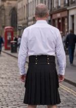 Men's Black Fashion Hybrid Kilt With Chain Back View