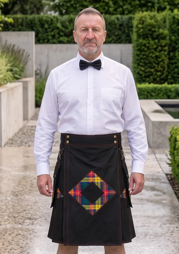 Men's Black Fashion Hybrid Utility Kilt