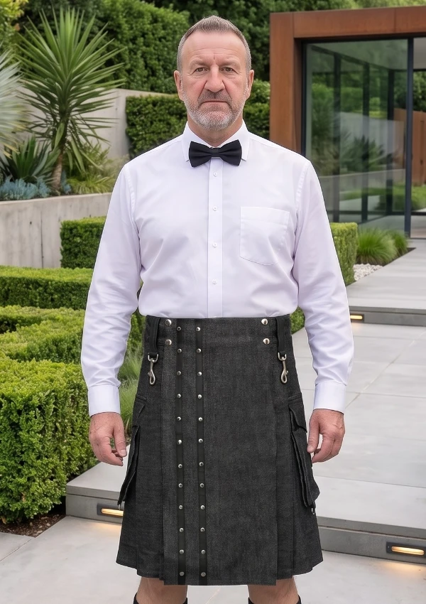 Men's Black Gothic Utility Kilt Men's Black Gothic Utility Kilt