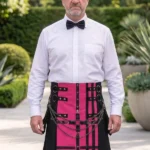 Men's Black & Pink Fashion Utility Kilt