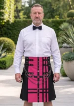 Men's Black & Pink Fashion Utility Kilt