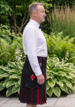 Men's Black & Red Hybrid Kilt Side