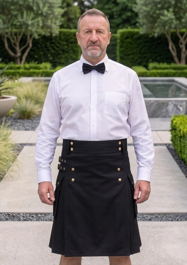 Men's Black Scottish Utility Cargo Kilt Men's Black Scottish Utility Cargo Kilt