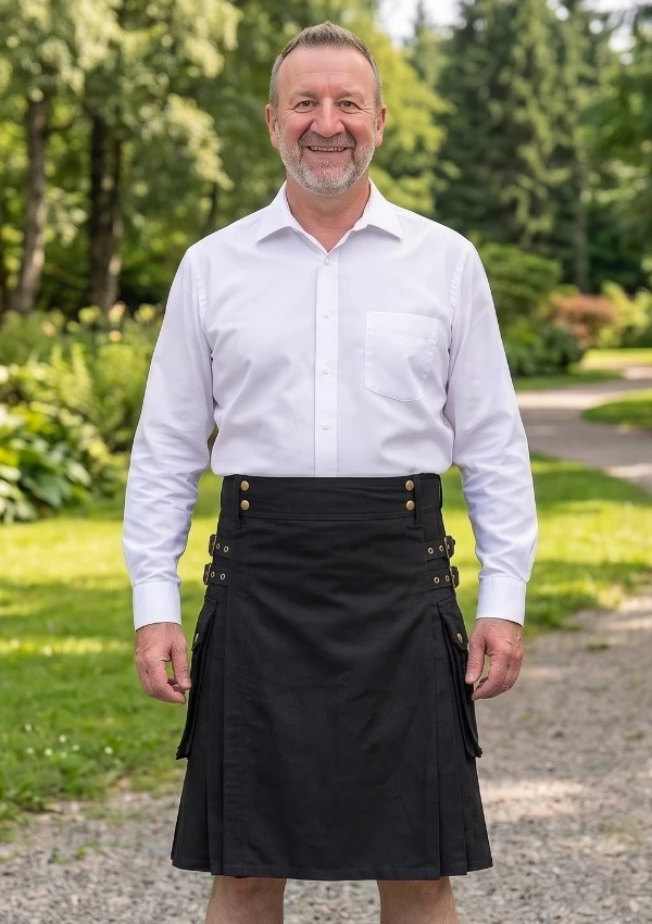 Men's Black Utility Kilt With Strap