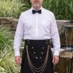 Men's Black Utility Kilt with Golden Chain
